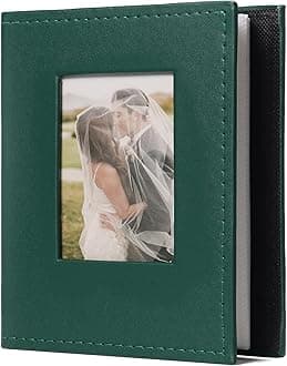 RECUTMS Photo Album 4x6 Photos - 100 Photos Small Capacity Premium Leather Cover Photo Book, Small Photo Album for Wedding Family Baby (Dark Green)