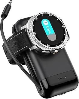 Portable Watch Charger, 6000mAh 2 in 1 Portable Charger for Galaxy Watch 8/8 Classic/7/Ultra/6/6 Classic/5 Pro/5/4/3/Active 2, for Samsung Galaxy S26 Ultra/S26+/S26/Z Fold7/Z Flip7/S25/S24/S23/S22