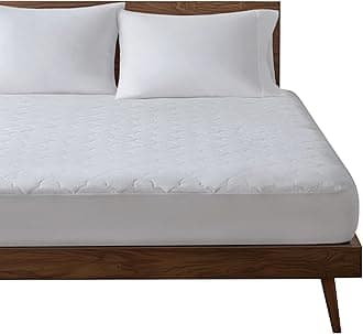 Sleep Philosophy Full Mattress Pad, Cotton Mattress Protector Classic Cloud Quilted Bed Cover, All Natural Breathable Mattress Topper Fitted Pocket Fits Up to 18", Machine Washable, White