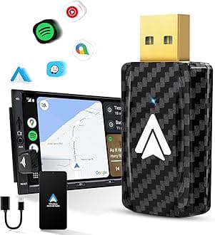 Android Auto Wireless Adapter for Car Small Dongle, Compatible with AndroidAuto Car Models 2017 Above with Wired, Only for Android Phones Version 11 Above, Carbon Fiber Black
