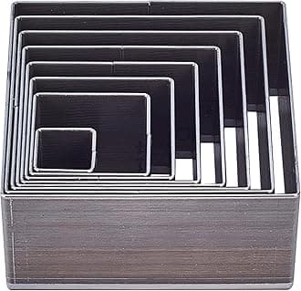 PandaHall 8pcs Die Punch Cutter, 10.5-51mm Hollow Punching Tool High Carbon Steel Die Cutter Square Leather Cutting Die for Leather Crafts