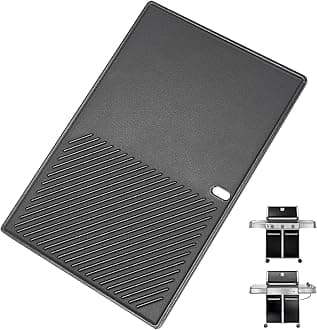 QuliMetal Reversible 7566 Cast Iron Griddle for Weber Genesis 300 Series Grills – Compatible with Genesis E310, E320, E330, Cast Iron Griddle Plate Replacement for Weber 7524, 1 Pack