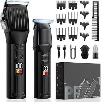 Professional Hair Clippers for Men Cordless Beards Trimmers Kit with LED Display Electric Beard Trimmer for Kid Rechargeable Trimmer Haircut Grooming Kit Gift for Men Women Barber Kids (Black)