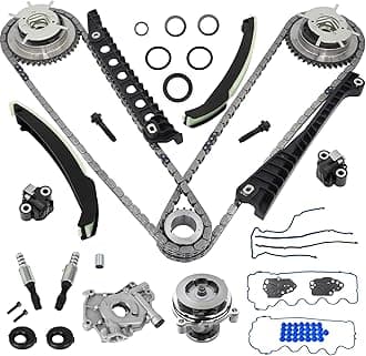 GDO 5.4 Timing Chain Kit with Water Pump, Oil Pump, Cam Phaser Tensioner VVT Valves for 2004-2009 Ford F-150 2005-2010 Lincoln Navigator 5.4L 3V Triton 3R2Z-6A257-DA