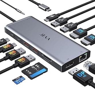 USB C Laptop Docking Station Dual Monitor HDMI for Dell/Lenovo/HP Laptop 14 in 1 USB C Hub Multiport Adapter Dongle Dock USB C to 2 HDMI 4K+DisplayPort+Ethernet+4USB+2USB C+100W PD Charger+SD/TF+Audio