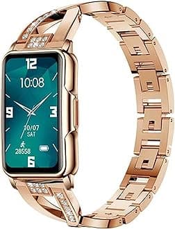 Fitness Tracker Smart Bracelet for Women Stylish Beautiful Ladies Smart Watch with Pedometer Message Notification Stainless Steel Strap