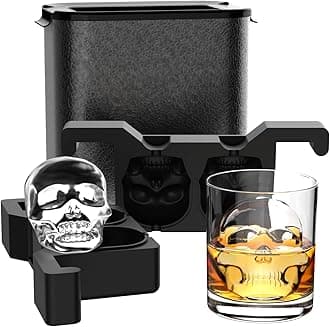 TINANA Skull Clear Ice Cube Maker: Crystal Clear Ice Cube Tray - 3D Skull Large Ice Ball Maker - Ice Cubes for Whiskey Cocktails Bourbon