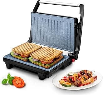 Wipro Elato BS206 1000 Watt Ceramic Grill Sandwich Maker, Scratch Resistant, 180° Open Sandwich Griller, Auto Cutoff, Non Toxic BPA, PTFE & PFOA Free, 2 Year Warranty, Regular Bread Size for 2 Slices