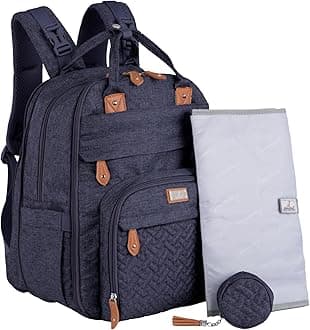 Extra Large Diaper Bag Backpack, Expandable Baby Bag with Up to 50% More Capacity - Travel Essentials Baby Bag Tote with Changing Pad, Stroller Straps & Pacifier Case - Unisex, Denim Blue