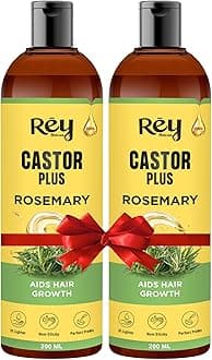 Cold Pressed Castor Oil plus Rosemary Essential Oil | Castor Oil for Hair Growth, Eyebrows & EyelasheS | Premix of Castor and Rosemary Essential Oil| For Men & Women| 200ml * 2