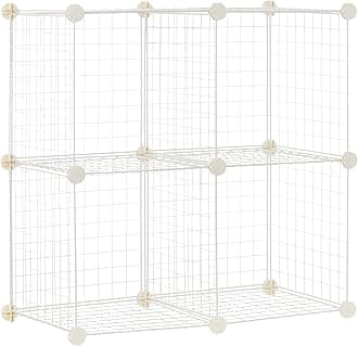 – Amazon Basics 4 Cube Wire Storage Shelves, White, 37 cm D x 77 cm W x 77 cm H