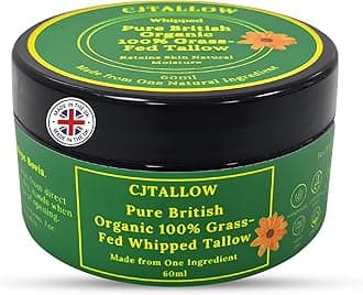 Pure Organic Beef Tallow Face Cream & Moisturiser | Your Natural Skin Care | Moisturise Deeply, Support Repair, Soothe Irritation, Strengthen Barrier, Anti-Aging | Made in UK by (CJ TALLOW) 60ml