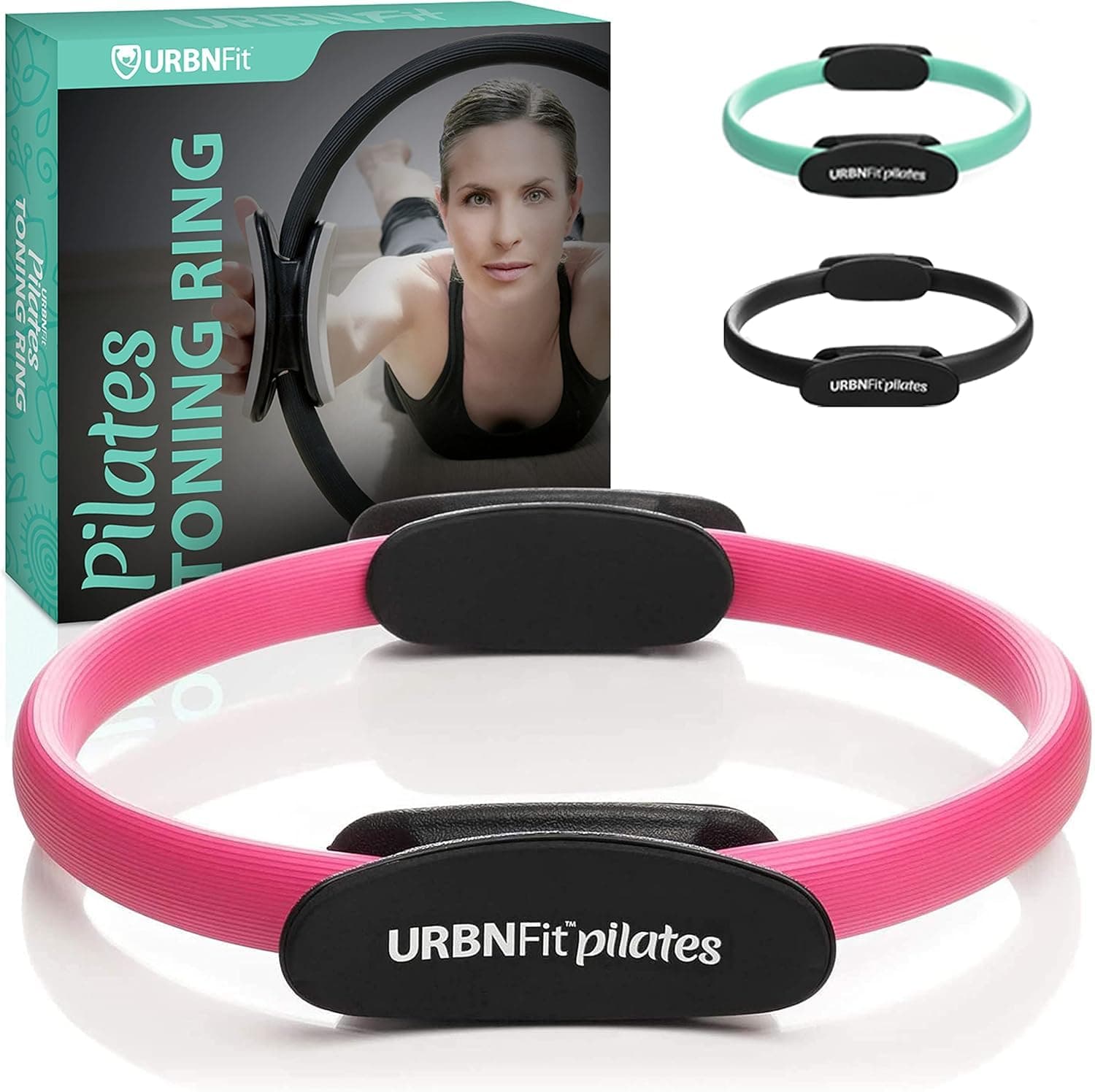 Pilates Ring - 12" Magic Circle w/Dual Grip, Foam Pads for Inner Thigh Workout, Toning, Fitness & Pelvic Floor Exercise - Yoga Rings w/Bonus Exercise Guide