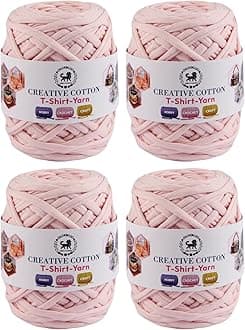 NESTNHAVEN Creative Cotton T-Shirt Yarn Carpet, Knitting Yarn for Hand Knitting DIY Bags, Baskets, Blanket, Cushion Crocheting Projects 200 GMS (Baby Pink) | (400 Gm)