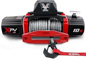 X-BULL Winch-10000 lb. Load Capacity Electric Winch Kit -12V Synthetic Rope Winch,Waterproof IP67 Electric Winch with Hawse Fairlead-Grey Rope, USAM-XBEW012