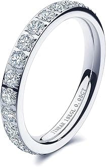 JINEAR3mm Wedding Bands for Women Eternity Ring 18K Gold Plated Cubic Zirconia Engagement Rings Stackable Anniversary Promise Statement Ring Gift for Her Size 5 to 10