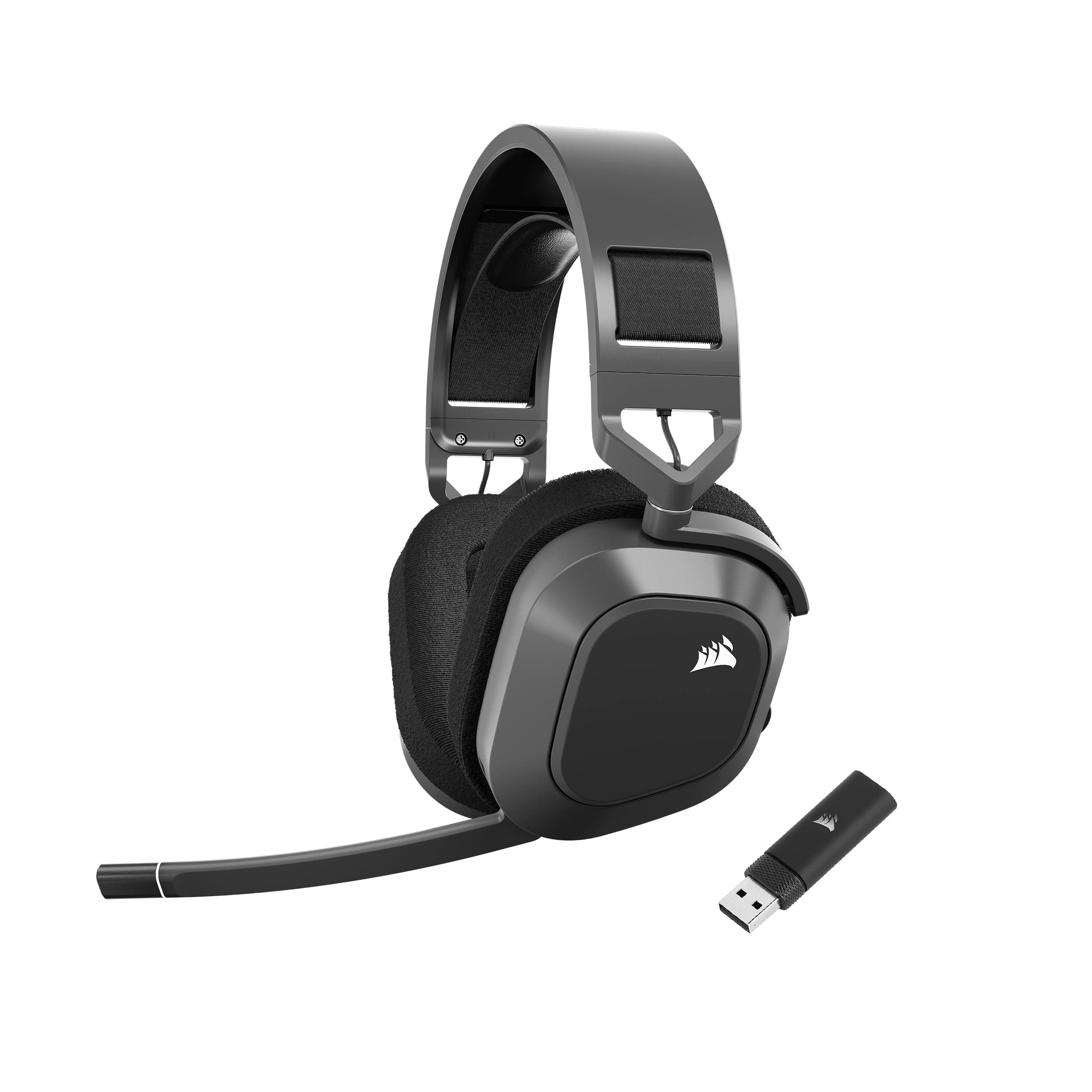 Corsair HS80 MAX WIRELESS Multiplatform Gaming Headset with Bluetooth – Dolby Atmos – Broadcast Quality Microphone – iCUE Compatible – PC, Mac, PS5, PS4, Mobile – Steel Grey