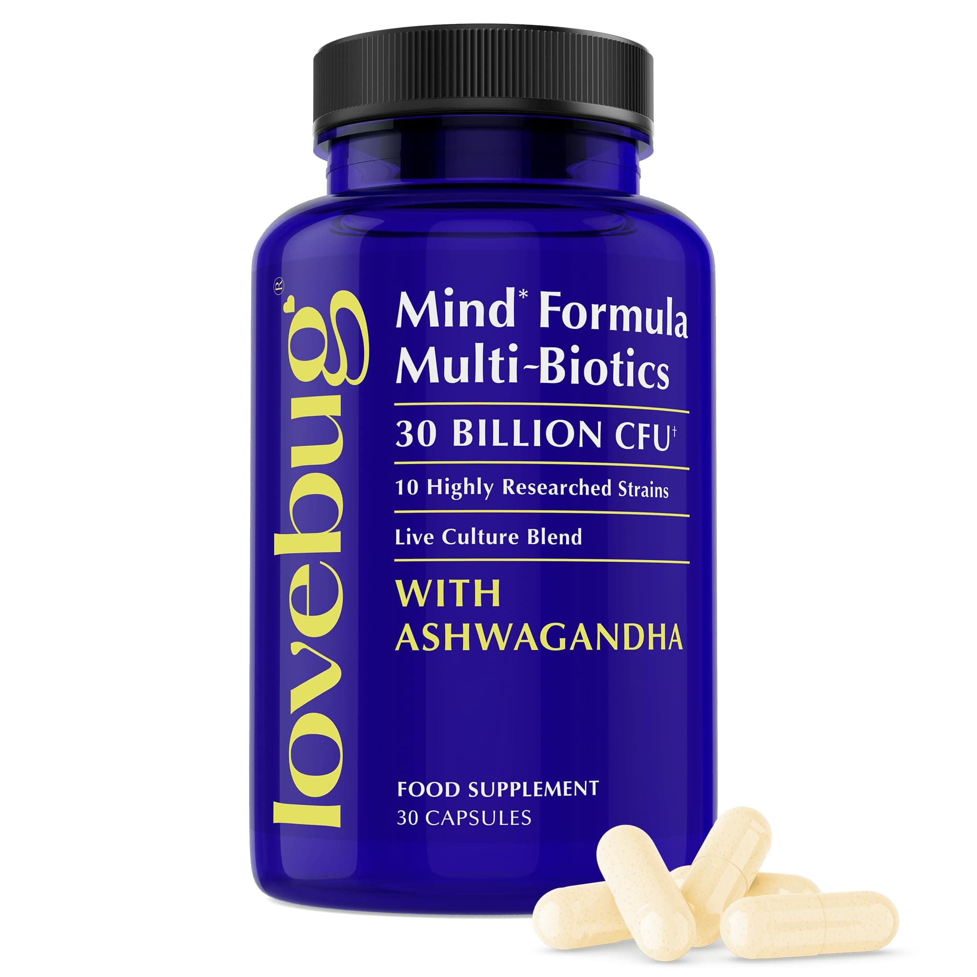 Mind Formula Multi-Biotics 10 Clinically Studied Strains & Patented Organic Ashwagandha 30 Count