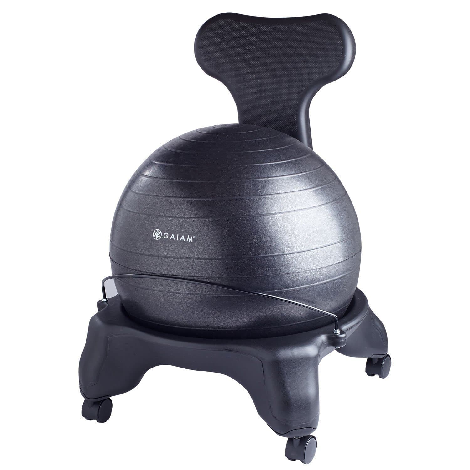 Gaiam Classic Balance Ball Chair – Exercise Stability Yoga Ball Premium Ergonomic Chair for Home and Office Desk with Air Pump, Exercise Guide and Satisfaction Guarantee