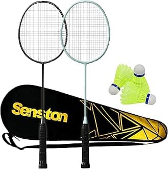 Professional Badminton Rackets Set of 4 - Carbon Fiber, 6 Shuttlecocks, 4 Grips & Bag for Backyard Games | 90g Lightweight
