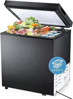 R.W.FLAME Chest Freezer 1.8 Cubic Feet, Deep Freezer, Adjustable Temperature, Energy Saving, Top Open Door Deep Freezer