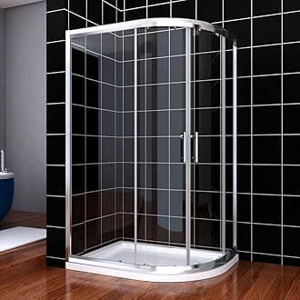 ELEGANT 1000 x 800 mm Right Offset Quadrant Shower Cubicle 6mm Sliding Glass Enclosure Door with Tray + Waste