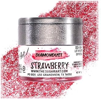 Strawberry Edible Glitter for Drinks, Cocktails, Cake Decorating, Strawberries, Chocolates & More | No Taste | 4g | 100% Food-Safe | Kosher, Vegan, Gluten & Nut Free | DiamonDust by The Sugar Art