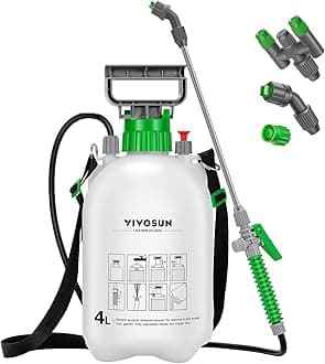 1 Gal/4L Pump Sprayer, Garden Water Sprayer for Plants, Weeds & Lawn Care, with 3 Nozzles, 50'' Long Hose & Pressure Relief Valve
