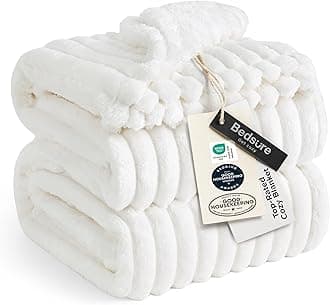 GentleSoft King Size Blanket for Bed - Cozy Soft Blankets for Women, Cute Large Bedding Fleece Throws for Girls, Off White, 108x90 Inches