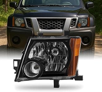 AKKON - Fit 2005-2015 Nissan Xterra 05-15 OE Style Halogen Type Headlight Headlamp Assembly Black Housing Left Driver Side Direct Replacement
