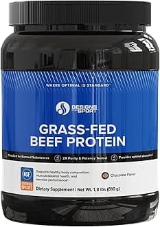Designs for Sport Beef Protein Powder - NSF Certified for Sport Hydrolyzed Protein - Highly Absorbable with Amino Acids, Collagen Precursors - Bone Broth Protein for Athletes (Chocolate, 30 Servings)
