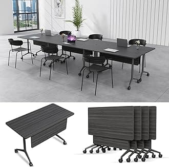 6-8 Person Conference Table Folding Conference Table for Office、Training, Seminar,Schools Modern Wood Conference Meeting Room Table Large Rectangular Conference Room Tables (6, Grey-2, 55in)
