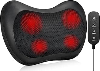 Back Neck Massager, Shiatsu Massage Pillow with Heat, Deep Tissue Kneading Massagers for Shoulder, Legs, Electric Back Massager for Home & Car - Remote Control