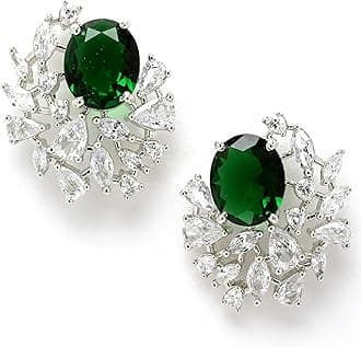 Women Green American Diamond Stud Earrings