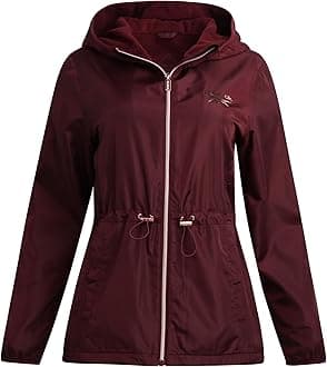 Reebok Womens Windbreaker Jacket - Water Resistant Polar Fleece Windbreaker Jacket for Women with Hood & Cinch Waist Toggles