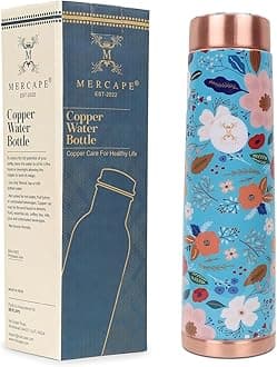 Copper Water Bottle A Handmade Ayurvedic Enameled Print Pure Copper Water Bottle For Drinking - Increase Your Water Consumption, and Experience Immediate Health Benefits 900ml (Blue)