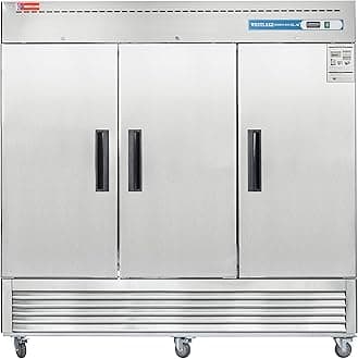 WESTLAKE 82" W Commercial Refrigerator 3 door 3 Section Stainless Steel Reach in Solid door Upright Fan Cooling 72 Cu.ft Cooler for Restuarant, Bar, Shop, etc
