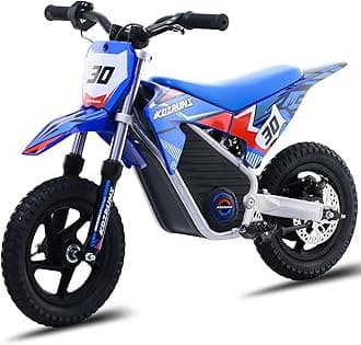 OLALA 36V Electric Dirt Bike for Kids 3-6, 250W Brushless Motor with 3-Speed Control, 15.5 MPH Max Speed, 12" Off-Road Tires Motorcycle, for Boys & Girls, Blue