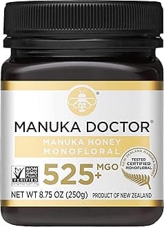 - Manuka Doctor - MGO 525+ Manuka Honey Monofloral, 100% Pure New Zealand Honey. Certified. Guaranteed. Raw. Non-GMO (8.75 oz)