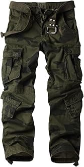 Must Way Men's Cotton Casual Military Army Camo Combat Work Cargo Pants with 8 Pockets F Camo 30