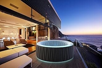 SHATCHI Aurora Delight 6 Bathers Bubble Spa Portable Inflatable Quick Heating Round Hot Tub, Smoky Grey