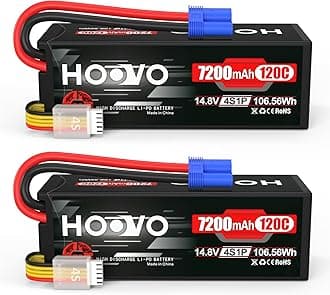 HOOVO 4S 14.8V 7200mAh 120C RC LiPo Battery Hard Case with EC5 Connector for RC Buggy Truggy Crawler Monster Car Boat Truck(2 Pack)