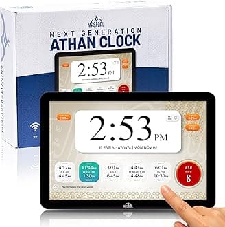 Masjidal 10" Smart WiFi Digital Azan Clock & Islamic Prayer Frame – Automatic Worldwide Prayer & Iqamah Times, Full Quran Player, Athan Alarm, Ramadan Clock, Touchscreen Muslim Home Display, Black
