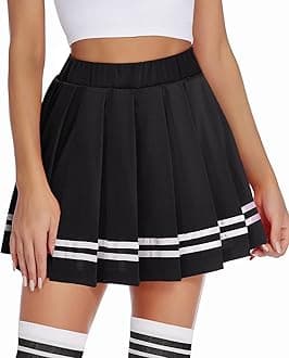 Womens Pleated Skirt School Uniform Skirt Mini Skirt Pleated Cheer Skirt