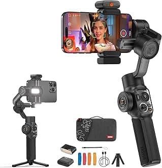 Smooth-5S AI Pro[Official] AI Smartphone Gimbal, Gimbal Stabilizer 3-Axis, Mobile Phone Gimbal, with Tripod, Mobile Phone Stabilizer, for Vlog, YouTube, TikTok