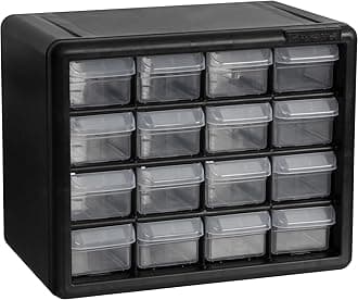 10116, 16 Drawer Plastic Parts Storage Hardware And Craft Cabinet, 10-1/2-Inch W X 6-1/2-Inch D 8-1/2-Inch H, Black