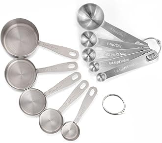 Stainless Steel Measuring Cups & Spoons -10 Piece Heavy Duty Measuring Cups & Spoons Set for Dry Foods, Spices or Liquids