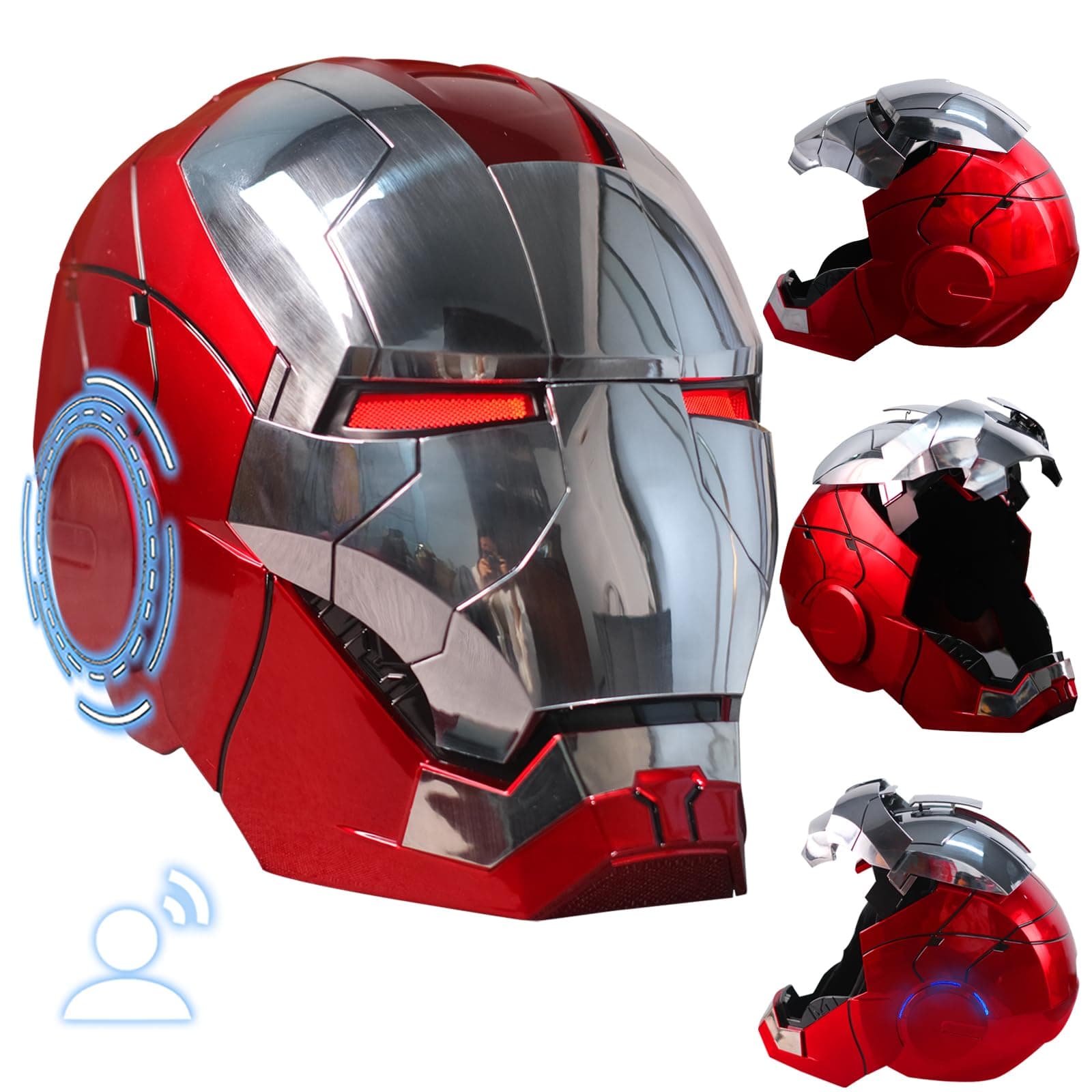 Polyacer Iron Man MK5 Electronic Helmet, Voice Control/Sensing, Open/Close, Suitcase Armor, LED Eyes, Super Hero Movie 1:1 Model Prop, Unisex Kids, Ages 6+