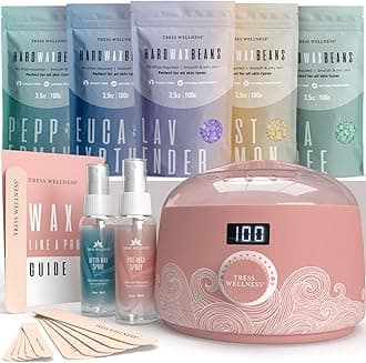 Waxing Kit for Sensitive Skin – Safe for Face & Skin, Prep & Aftercare Spray, Easy to Use – At-Home Kit for Face, Bikini, Brazilian & Full Body - Digital Display, Dusty Pink Air