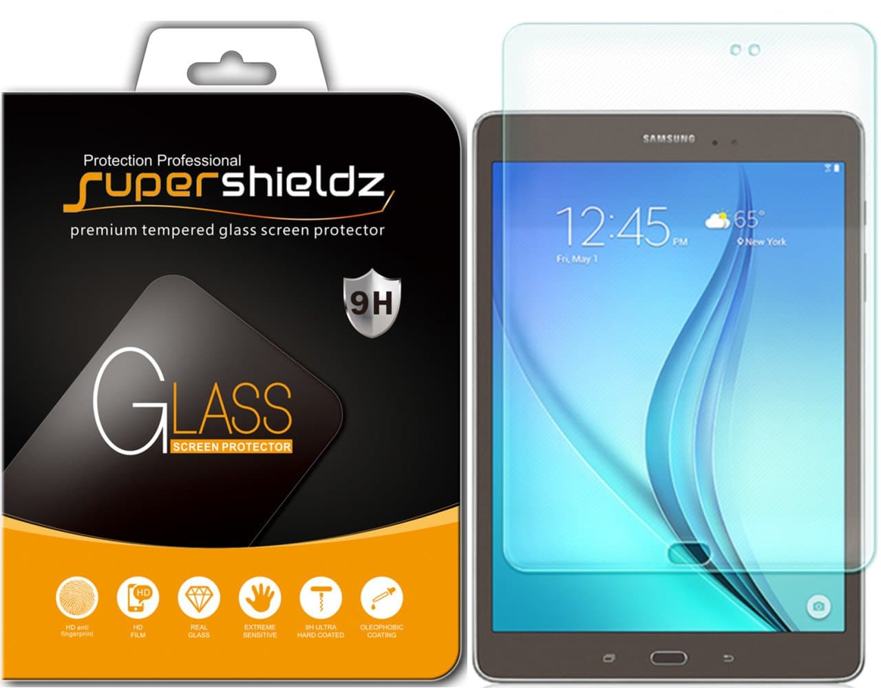 Galaxy Tab A 8.0 Tempered Glass Screen Protector, Supershieldz Samsung Galaxy Tab A 8.0 Screen Protector Ballistics Glass 0.3mm 9H Hardness Featuring Anti-Scratch, Anti-Fingerprint, Bubble Free -Crystal Clear [1-Pack]- Retail Packaging